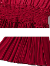 Load image into Gallery viewer, Vinatge Red Lace Long Sleeve Swing Velvet Dress