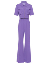 Load image into Gallery viewer, 2PS Workwear Style Cropped Top Flared Trousers 1970S Set