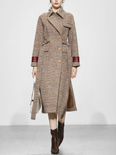 Load image into Gallery viewer, Brown Plaid Long Sleeve Women&#39;s Winter Coat