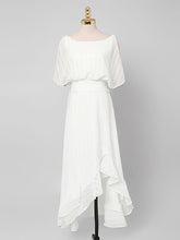 Load image into Gallery viewer, White Chiffon Vintage Maxi Dress With High low Hem