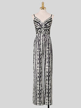 Load image into Gallery viewer, Black And White Animal Print Spaghetti Straps Jumpsuit With Cape