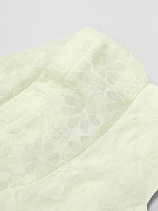 Avocado Green Crossback Puff Sleeve 1950S Vintage Dress