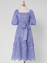 Load image into Gallery viewer, Embroidered Square Collar Puff Sleeve Vintage Dress Boho Dress