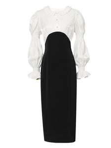 White Peter Pan Collar Long Sleeve Fake Two Piece Little Black Dress Jolly Vintage White Peter Pan Collar Long Sleeve Fake Two Piece Little Black Dress Jolly Vintage