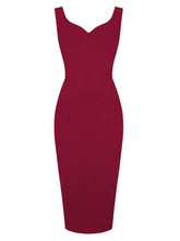 Load image into Gallery viewer, Solid Color Sweet Heart Collar 1950S Vintage Bodycon Dress