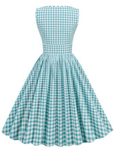 Load image into Gallery viewer, Crew Neck Plaid Salior Collar 1950S Vintage Dress