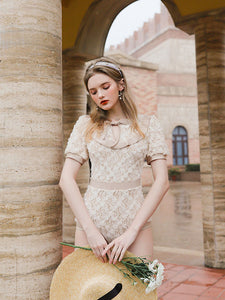 Sweet Lace Rose Fairy Vintage One Piece Swimwear