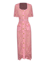 Load image into Gallery viewer, Pink Sweet Lace 1950s Vintage Bodycon Dress