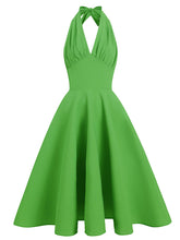 Load image into Gallery viewer, Green Vintage Halter Backless 1950S Vintage Dress
