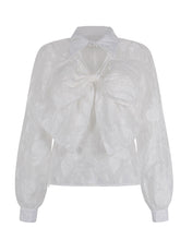 Load image into Gallery viewer, White Big Bowknot Flower Flocking Top With Black Strap Dress Set