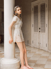 Load image into Gallery viewer, Fairy Style Sequins Lace Flowers Ruffles Vintage One Piece Swimwear Bathing Suit