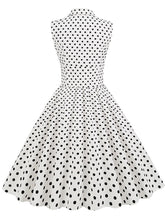 Load image into Gallery viewer, White Polka Dots Sleeveless 1950S Vintage Shirt Swing Dress