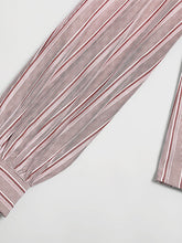 Load image into Gallery viewer, 2PS Pink Vertical Stripes 1950S Vintage Classic Top And Rose High Waist Skirt Suit