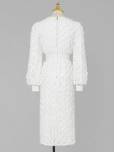 Load image into Gallery viewer, White Crew Collar Long Sleeve Lace Party 1960S Dress