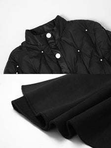 Black Big Bowknot  Diamond Lattice Pearl 1950S Coat