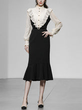 Load image into Gallery viewer, White Lace Shirt Fake Two-Piece Fishtail Dress