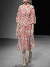 Load image into Gallery viewer, Women&#39;s Coat Flower Embroidered Lace Sheer Vintage Coat With Belt