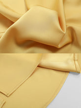 Load image into Gallery viewer, 2PS Yellow Elegant V-neck Short Sleeve Shirt With High-waisted Wide Pants Suit