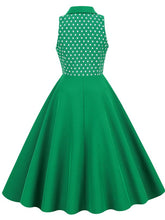 Load image into Gallery viewer, Green Polka Dots Sleeveless 1950S Vintage Shirt Swing Dress