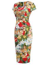 Load image into Gallery viewer, Floral  Queen Collar 1960S Bodycon Dress