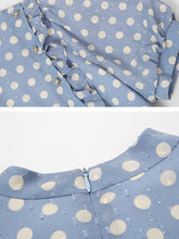 Load image into Gallery viewer, Purple Polka Dots Puff Sleeve Vintage Rapunzel Style Chiffon Dress