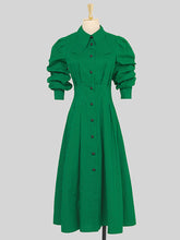 Load image into Gallery viewer, Green And Black Stripe Long Sleeve 1950S Halloween Vintage Dress