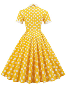 Polka Dots Peter Pan Collar 1950S Dress With Pockets