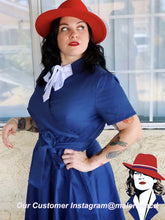 Load image into Gallery viewer, Elegant High Waist V Neck Short Sleeve Solid Color Vintage Dress