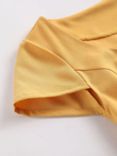 Load image into Gallery viewer, Yellow Square Collar Swing Dress With Cap Sleeve