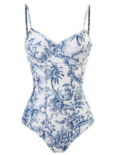 Load image into Gallery viewer, Romantic Floral Print Strap One Piece With Bathing Suit Wrap Skirt