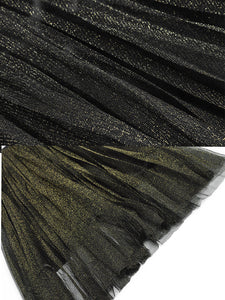 2PS Black With Golden Embroidered Edges 1950S Vintage Classic Top And Tulle Skirt Suit