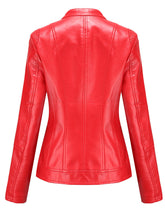 Load image into Gallery viewer, Light Green Long Sleeve PU Leather Motorcycle Jacket For Women