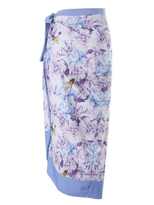 Floral Print Flower Strap One Piece With Bathing Suit Wrap Skirt
