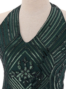 1920S Halter Fringed Sequin Gatsby Flapper Dress Jolly Vintage 1920S Halter Fringed Sequin Gatsby Flapper Dress Jolly Vintage