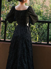 Load image into Gallery viewer, Black Glass Diamond Rose Jacquard Hollow-carved Dress 1950S Hepburn Style Outfits