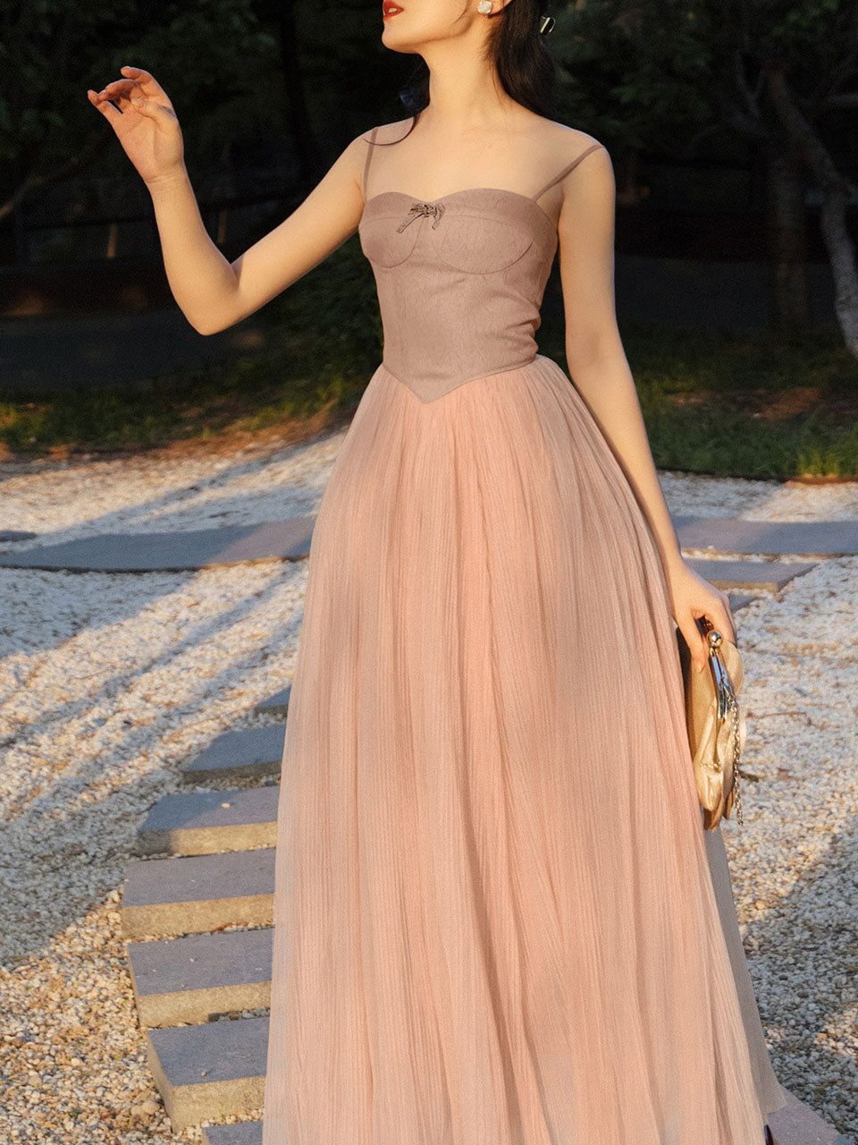 Mustard Green Ballet Lace Strap Vintage Dance Lace Dress, Pink / L Mustard Green Ballet Lace Strap Vintage Dance Lace Dress, Pink / L