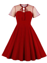 Load image into Gallery viewer, With Pocket Semi-Sheer A Line Black 50S Dress