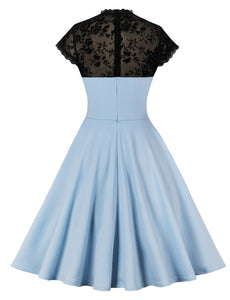 Lace Semi Sheer Cap Sleeve 1950S Vintage Swing Dress