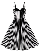 Load image into Gallery viewer, Beetlejuice Costume Spaghetti Strap Pocket Dress With Black and White Vertical Stripe