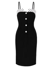 Load image into Gallery viewer, Black 1950s Polka Dot Bodycon Dress With Belt