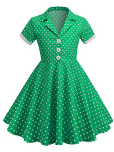 Load image into Gallery viewer, Kids Little Girls&#39; Dress Turn Down Collar Polka Dot Cotton 1950S Vintage Dress