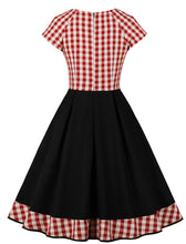 Load image into Gallery viewer, Red Plaid Cap Sleeve 1950S Vintage Swing Dress