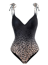 Load image into Gallery viewer, Gradient Leopard Print Strap One Piece With Bathing Suit Wrap Skirt