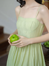 Load image into Gallery viewer, 2PS White Cape With Green Spaghetti Strap 1950S Dress Set