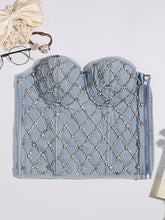Load image into Gallery viewer, Denim Handmade Rhinestones Sexy Corset Camisole Top