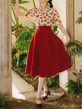 Load image into Gallery viewer, Flowers Print Shirt And Swing Skirt Dress Set
