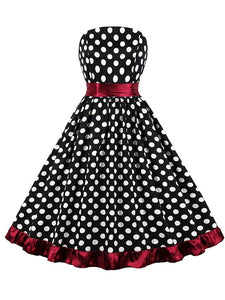Polka Dots 1950S Vintage Sleeveless Swing Dress