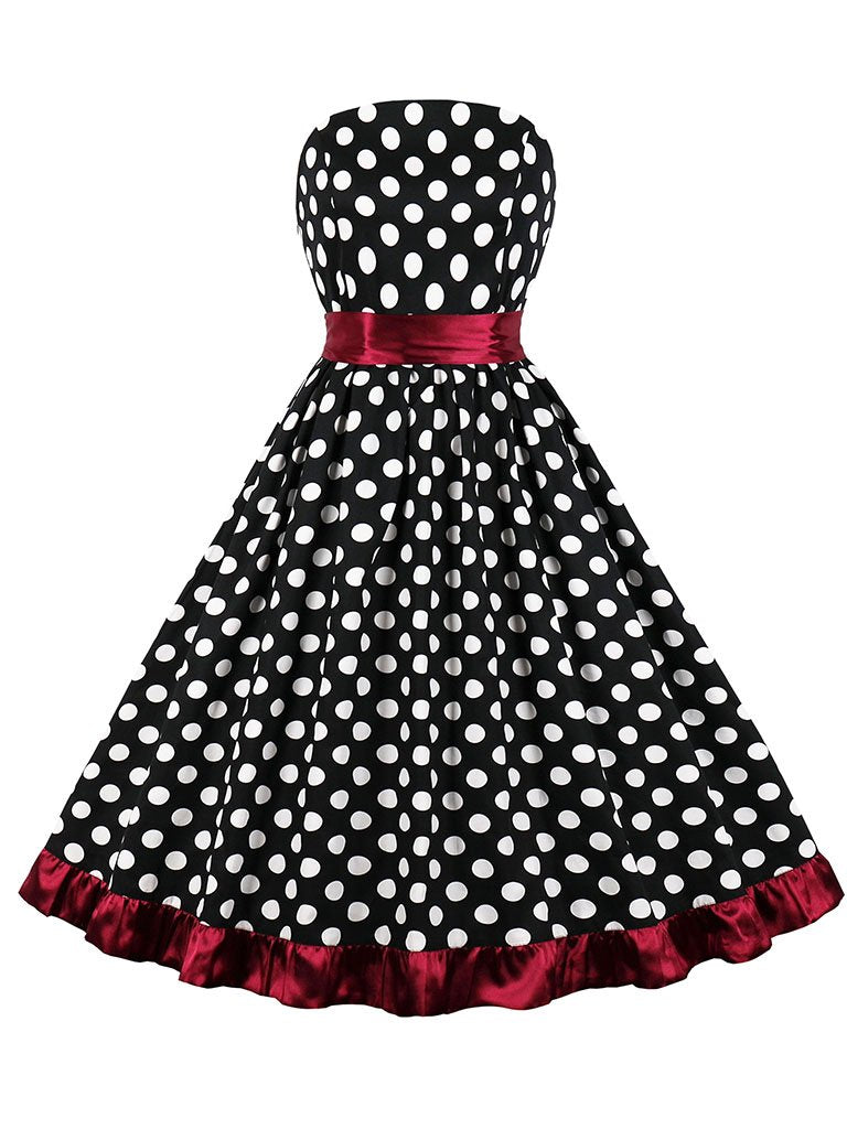 Polka Dots 1950S Vintage Sleeveless Swing Dress