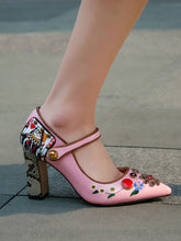Load image into Gallery viewer, 9CM Luxury Poker Chunky Heels Retro Shoes