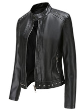 Load image into Gallery viewer, Rivet Long Sleeve PU Leather Motorcycle Jacket